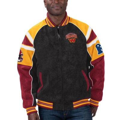 G-iii Sports By Carl Banks Black Washington Commanders Faux Suede Raglan Full-zip Varsity Jacket