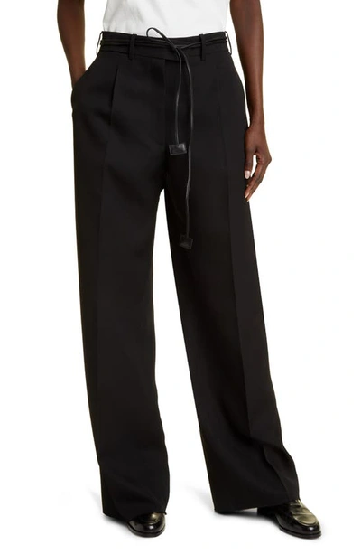 The Row Roan Relaxed Fit Wool Trousers In Black