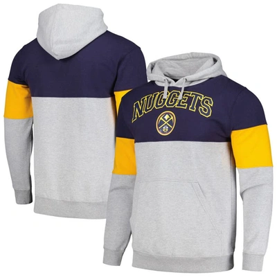 Fanatics Branded Navy Denver Nuggets Contrast Pieced Pullover Hoodie In Navy,gold