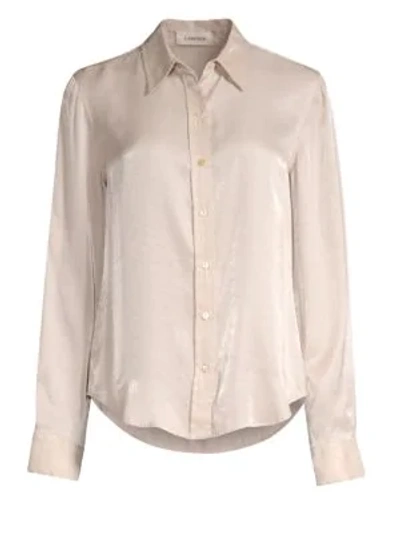 L Agence Loretta Shimmer Twill Blouse In Sand