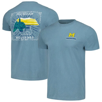 Image One Light Blue Michigan Wolverines State Scenery Comfort Colours T-shirt