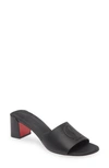 Christian Louboutin Cl Logo Block Heel Slide Sandal In Black