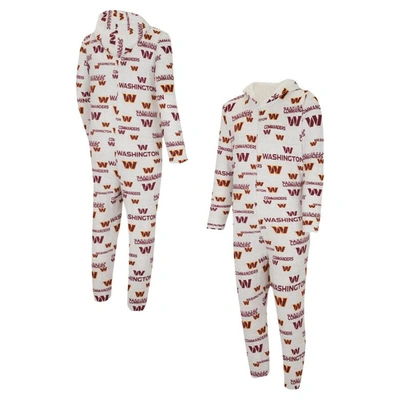Concepts Sport White Washington Commanders Allover Print Docket Union Full-zip Hooded Pajama Suit