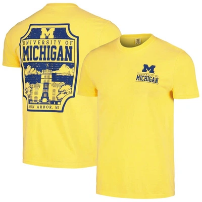 Image One Maize Michigan Wolverines Campus Badge Comfort Colours T-shirt