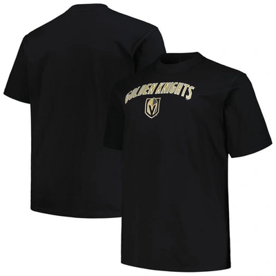 Profile Men's  Black Vegas Golden Knights Big And Tall Arch Over Logo T-shirt