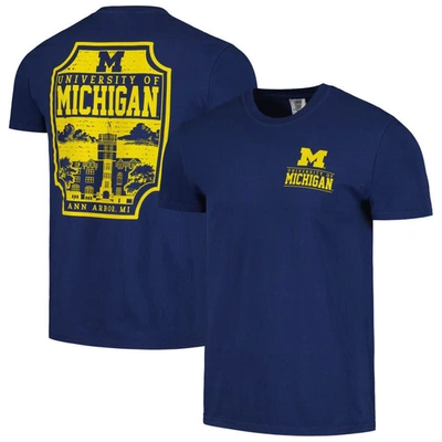 Image One Navy Michigan Wolverines Campus Badge Comfort Colours T-shirt