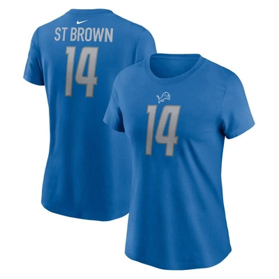 Nike Women's  Amon-ra St. Brown Blue Detroit Lions Player Name And Number T-shirt