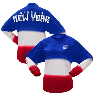Spirit Jersey Fanatics Branded Blue/red New York Rangers Ombre Long Sleeve T-shirt In Blue,red