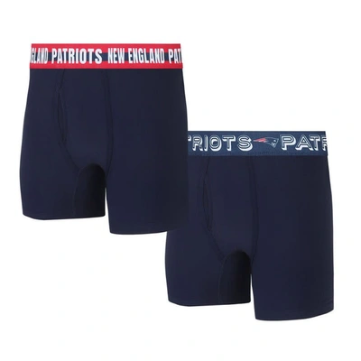 Concepts Sport New England Patriots Gauge Knit Boxer Brief Two-pack In Navy