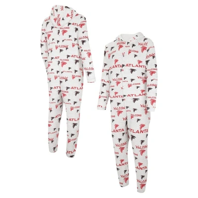 Concepts Sport White Atlanta Falcons Allover Print Docket Union Full-zip Hooded Pajama Suit