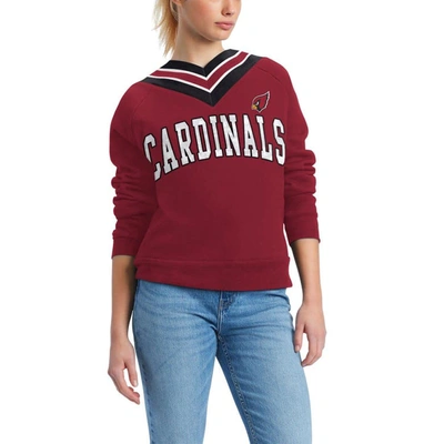 Tommy Hilfiger Cardinal Arizona Cardinals Heidi V-neck Pullover Sweatshirt