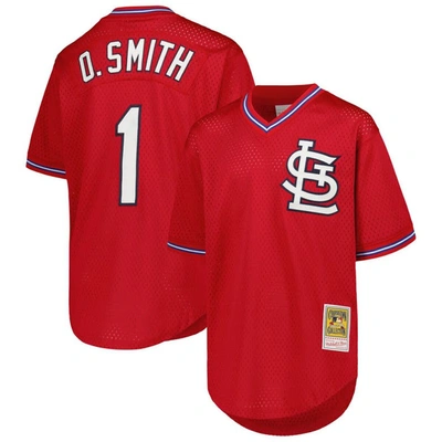 Mitchell & Ness Kids' Youth  Ozzie Smith Navy St. Louis Cardinals Cooperstown Collection Mesh Batting Pract In Red