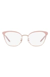 Tory Burch 53mm Square Optical Glasses In Rose Gold
