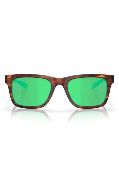 Costa Del Mar Tybee 55mm Mirrored Polarized Rectangular Sunglasses In Tortoise