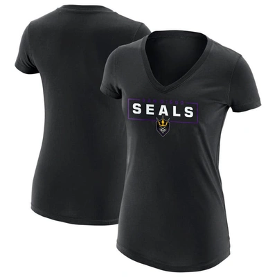 Adpro Sports Black San Diego Seals Primary Logo V-neck T-shirt