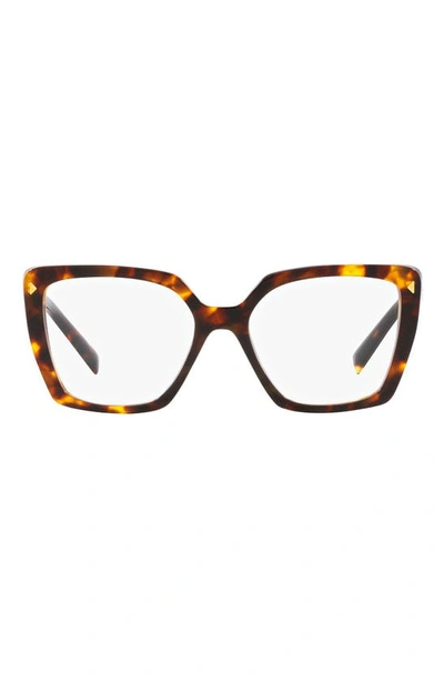 Prada 53mm Square Optical Glasses In Havana Transparent