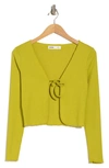 Elodie Tie Front Cardigan In Chartreuse