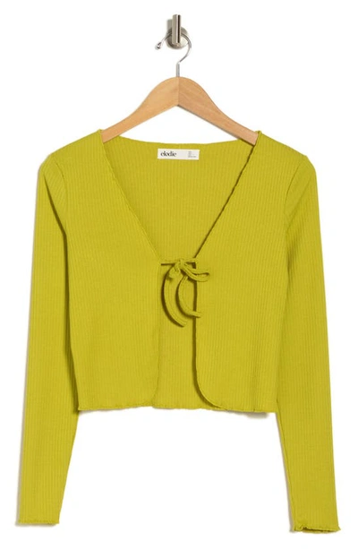 Elodie Tie Front Cardigan In Chartreuse