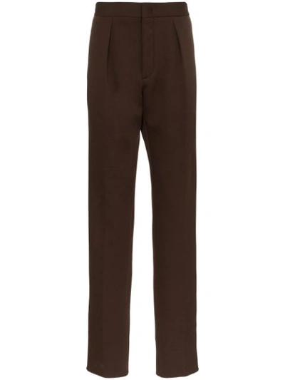 Fendi Logo-jacquard Cotton-blend Track Trousers In Brown