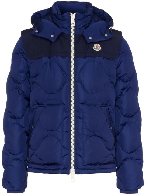 Moncler Arles Quilted Shell Hooded Down Jacket With Detachable Sleeves In  Blue | ModeSens