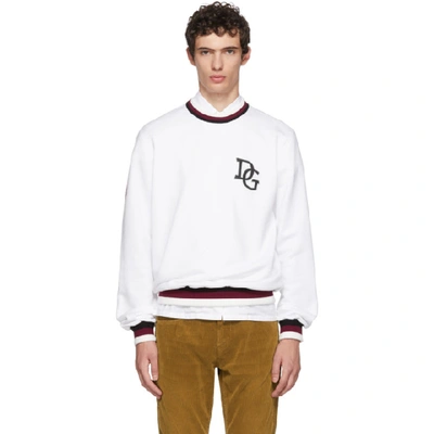 Dolce & Gabbana Printed Loopback Cotton-blend Sweatshirt In White