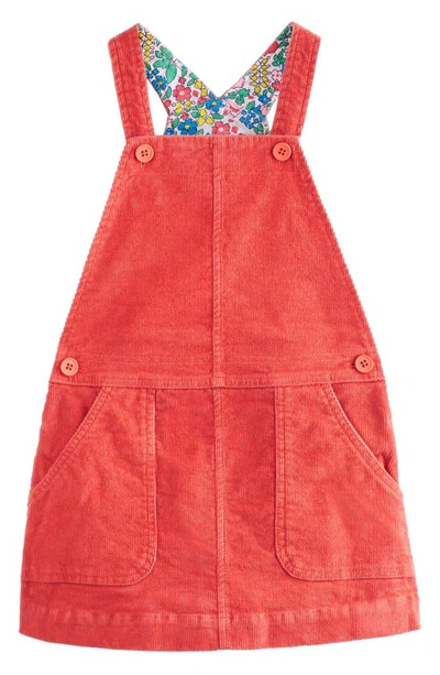 Mini Boden Kids' Cotton Corduroy Overall Dress In Coral Pink | ModeSens