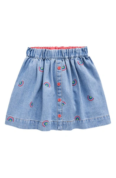 Mini Boden Kids' Embroidered Skirt In Scattered Rainbow Embroidery