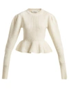 Lemaire - Peplum Hem Ribbed Knit Wool Sweater - Womens - Cream