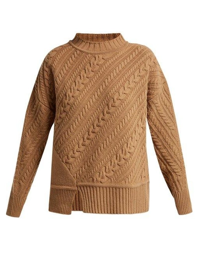 Weekend Max Mara Grolla Virgin Wool Asymmetric Cable-knit Jumper In Camel