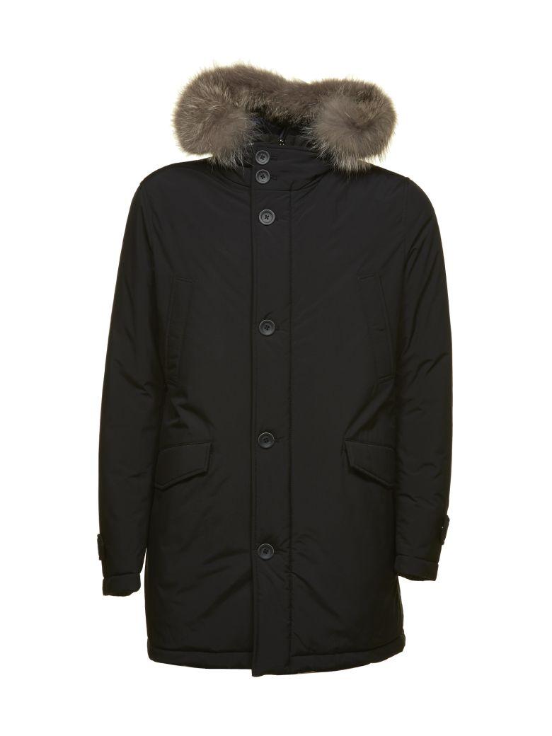 Herno Mandarin Fur Collar Parka In Blu | ModeSens