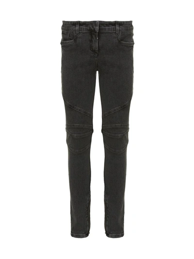 Balmain Slim Bikers Jeans In Nero