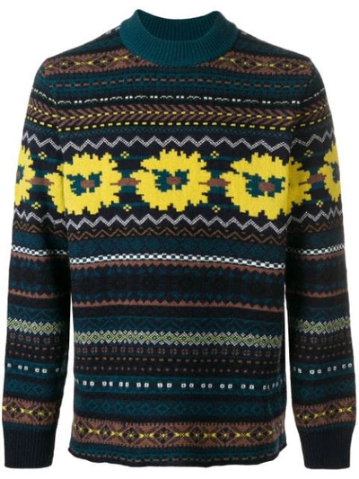 Sacai Fair Isle Wool-jacquard Sweater - Petrol