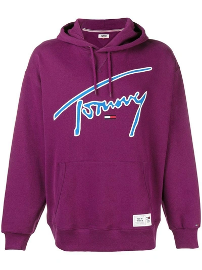Tommy Jeans Embroidered Logo Hoodie In Pink