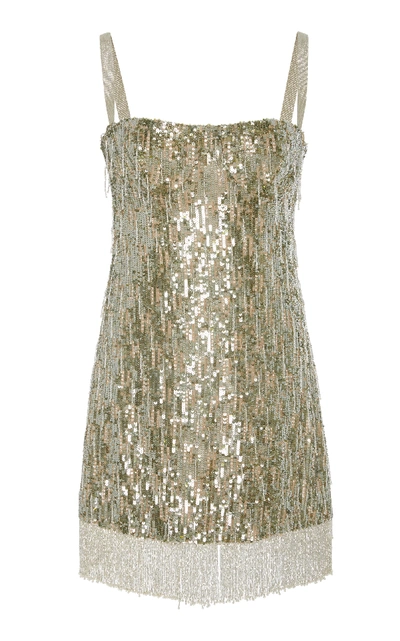 Alexis Izabell Sequined Fringe Cocktail Dress In Metallic
