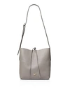 Michael Michael Kors Junie Large Leather Crossbody Messenger Bag In Pearl Gray/gold