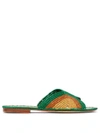 Carrie Forbes Salon Raffia Slides In Green