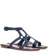 Carrie Forbes Hind Raffia T-bar Sandals In Blue