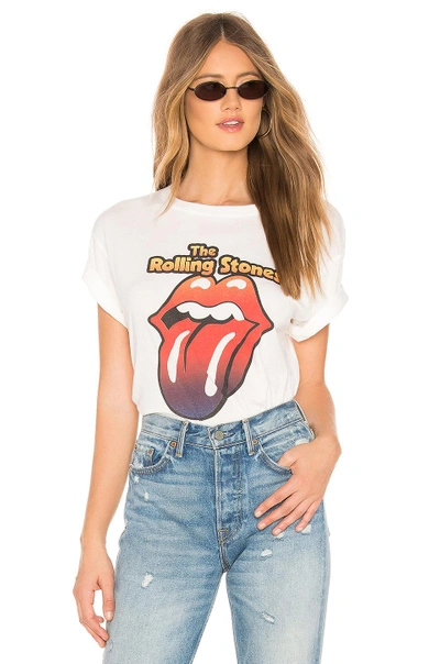 Daydreamer Rolling Stones Gradient Tongue Boyfriend Tee In White