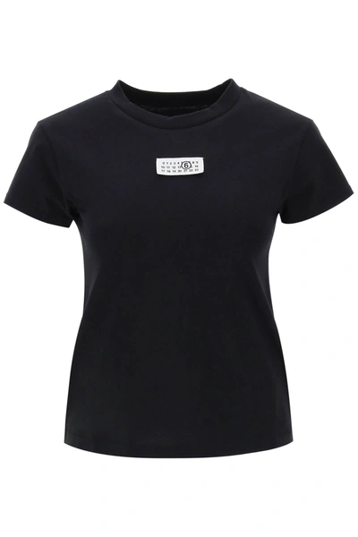 Mm6 Maison Margiela T Shirt With Numeric Logo Label In Black