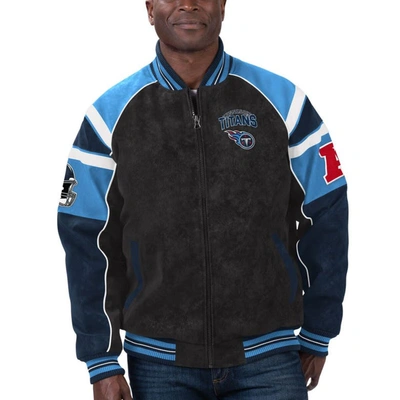 G-iii Sports By Carl Banks Black Tennessee Titans Faux Suede Raglan Full-zip Varsity Jacket