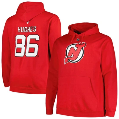 Profile Jack Hughes Red New Jersey Devils Big & Tall Name & Number Pullover Hoodie