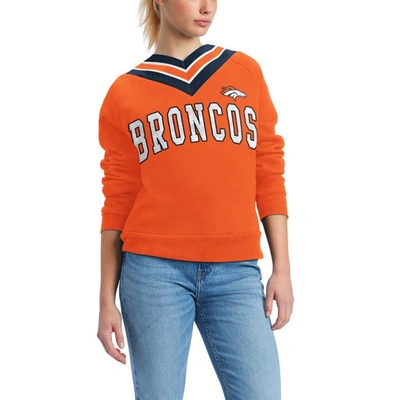 Tommy Hilfiger Orange Denver Broncos Heidi V-neck Pullover Sweatshirt