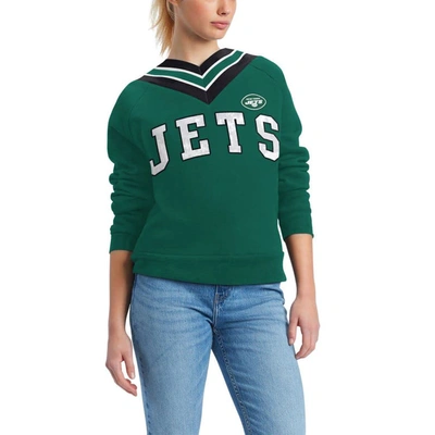 Tommy Hilfiger Green New York Jets Heidi V-neck Pullover Sweatshirt
