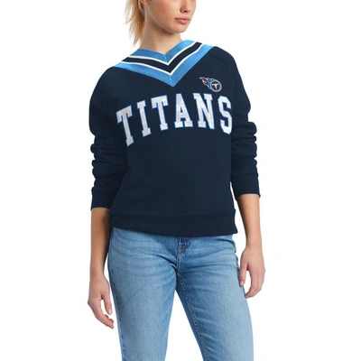 Tommy Hilfiger Navy Tennessee Titans Heidi V-neck Pullover Sweatshirt