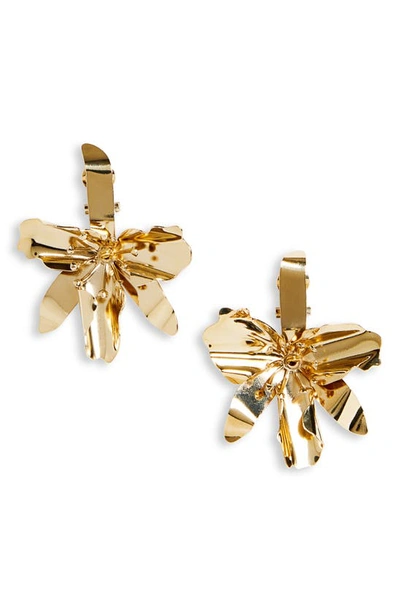 Carolina Herrera Orchid Earrings In Gold