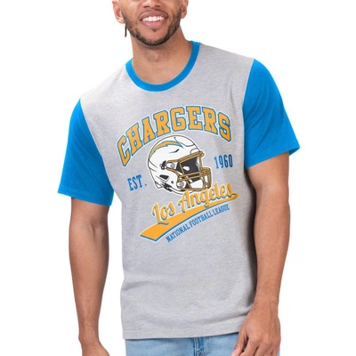 G-iii Sports By Carl Banks Gray Los Angeles Chargers Black Label T-shirt In Heather Gray