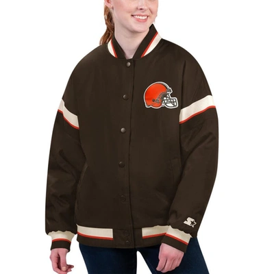 Starter Brown Cleveland Browns Tournament Full-snap Varsity Jacket
