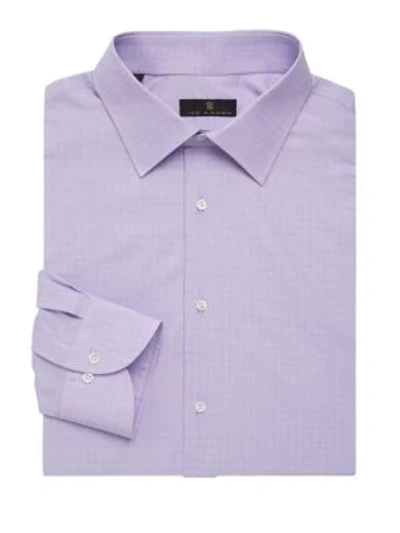 Ike Behar Men's Regular-fit Glen Plaid Dress Shirt In Purple