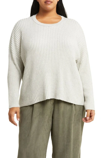 Eileen Fisher Boxy Rib Organic Cotton & Cashmere Sweater In Sea Salt