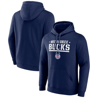 Fanatics Branded Navy Milwaukee Bucks Hoops For Troops Trained Pullover Hoodie